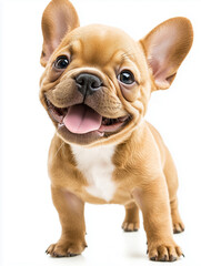 a smiling brown French Bulldog puppy