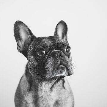 Fototapeta a black and white photograph of a French Bulldog