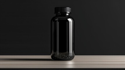 Stylish supplement bottle showcased against a smooth, monochromatic background, emphasizing the bottle's form and details without any text
