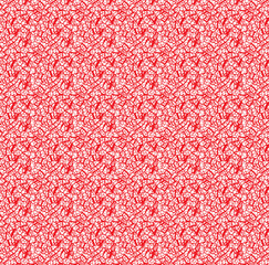 a red and white background with small white dots