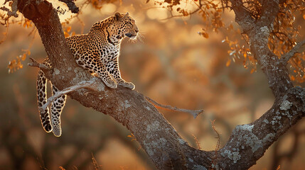 Obraz premium Leopard Relaxing on a Branch