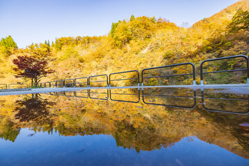 Kiyotsu Gorge with autumn colors, Niigata Prefecture, Japan. 清津峡渓谷