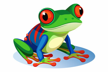 A sitting red eyed tree frog vector art illustration