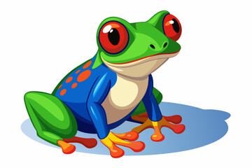 A sitting red eyed tree frog vector art illustration