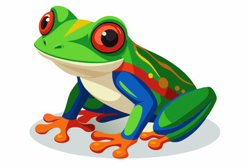 A sitting red eyed tree frog vector art illustration