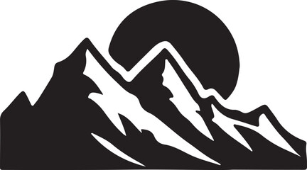 silhouette of mountain and sun vector art illustration.