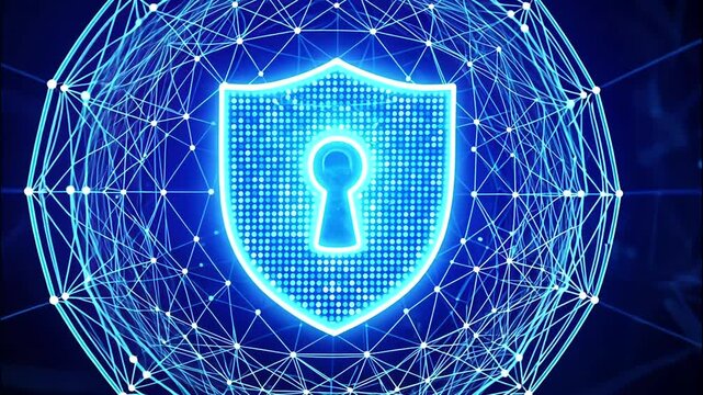 3D Animation of Cybersecurity Protecting Data, Safe IT Network Concept. 4K