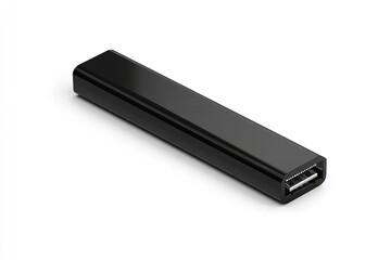 On a white background, a realistic black USB flash drive is separated. Generative Ai