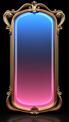 Ornate Golden Frame Enclosing Pink Blue Gradient Glass