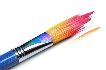 Fototapeta premium Isolated on a white backdrop, a painting paintbrush with a rainbow gradient. Generative Ai