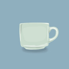 illustration of a green ceramic cup on a blue background