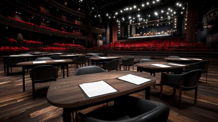 Concert Hall Auditorium Empty Seats Stage Tables Documents