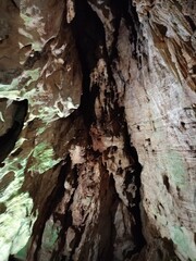 inside the cave old stone rock texture in cave south Thailand 