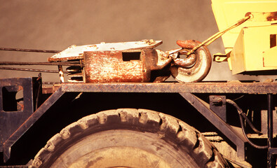 Large industrial crane hooks and wire cable