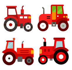 Red tractor icon vector illustration