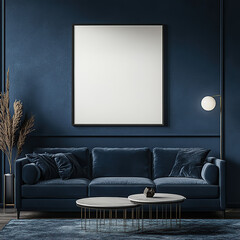 Modern living room, white picture frame, home, sofa, light, simple style