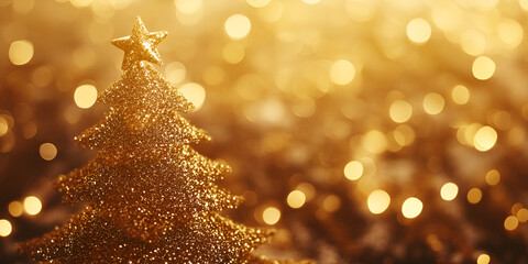 Festive Christmas Tree Decorations with Golden Lights