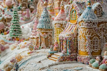Fototapeta premium Whimsical Gingerbread House Day Edible Art and Holiday Cheer for Christmas and Hanukkah