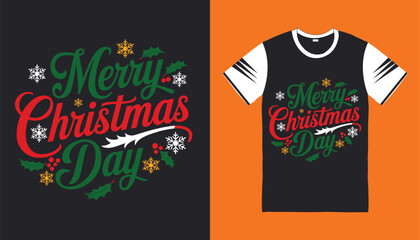 A Simple Merry Christmas Typography T-shirt Design.