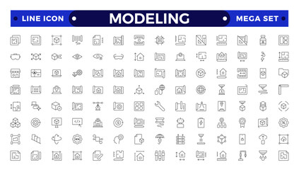 Modeling outline icon set. Architectural planning icon collection. Planning, scheme, dimension, project, measurement, floor plan and more. © artshuvo