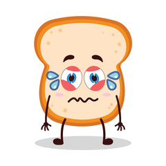 cute upset expression of bread cartoon character