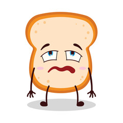 cute bored expression of bread cartoon character
