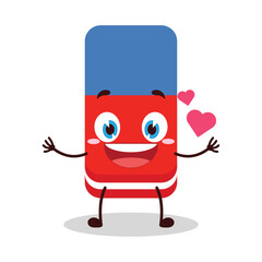 cute fall in love expression of eraser cartoon character