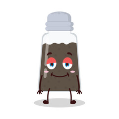 cute lazy expression of black pepper cartoon character