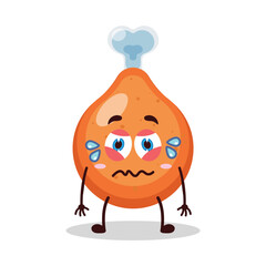 cute upset expression of chicken drumstick cartoon character