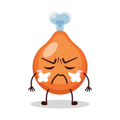 cute mad expression of chicken drumstick cartoon character