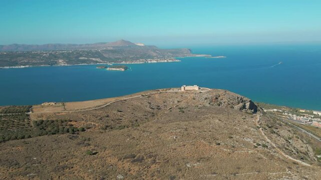 Koules Ottoman Fortress On The Greek Island Of Crete Overlooking The Ocean 4K 60FPS