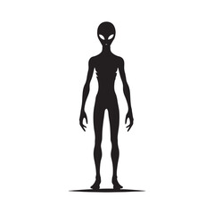 Minimalist Humanoid alien Silhouette - Vector of alien - alien Illustration.