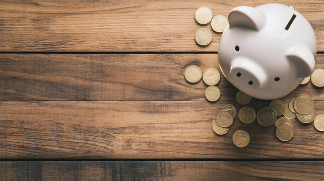 Broken piggy bank with coins scattered around, symbolizing financial struggle and the need for careful budgeting and saving.