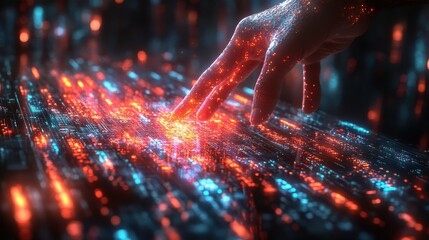 A coder explaining blockchain technology to a group of investors, bridging tech and finance, close up, investor meetup space, realistic, Overlay, finance innovation center