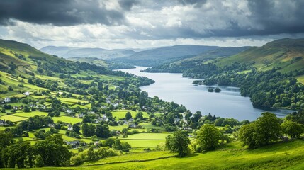 landscape with lake and mountains