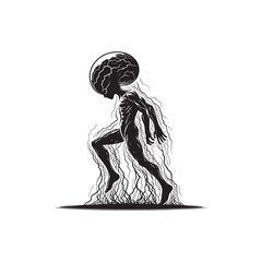 Energy Being Alien - Minimalist Alien Vector - Alien Silhouette - Illustration of Alien.