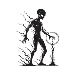 Energy Being Alien - Minimalist Alien Vector - Alien Silhouette - Illustration of Alien.