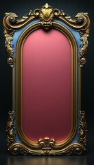 Ornate Gold Frame with Pink Center Panel Design