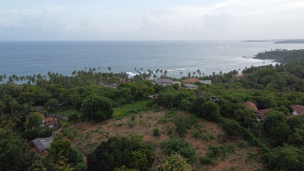 Dron Shot of Jungle, Ocean and Pool