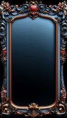 Ornate Gold And Blue Frame With Floral Accents
