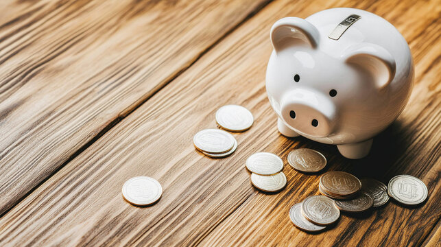 Broken piggy bank with coins scattered around, symbolizing financial struggle and the need for careful budgeting and saving.