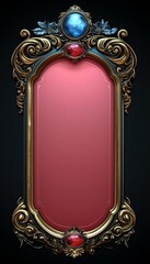 Ornate Gold Frame With Gemstones And Pink Panel