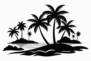 Beach Silhouette Vector Art Design