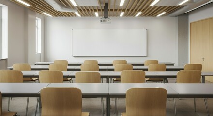 Modern Classroom Setup with Whiteboard for Teaching