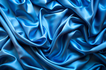 Fototapeta premium Blue Satin Fabric Texture. Elegant. Smooth Background