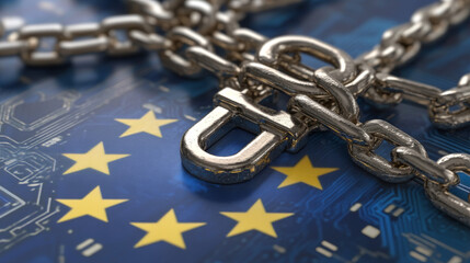 i want Europe with stars and cybersecurity NIS2 the main subject