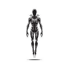 Silhouette of Cybernetic alien - Minimalist Alien Vector - Alien Illustration.