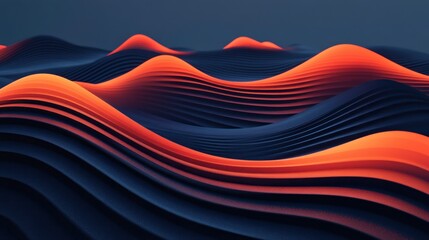 Abstract waves in dark tones with vibrant orange highlights create a dynamic visual effect.