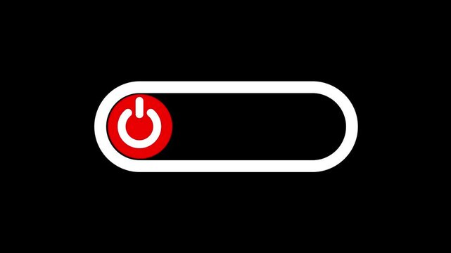 Animated on off slider power button transitioning from Red turn to green then to red again in black background, ON OFF toggles switch buttons, Isolated On Off switcher icons animation. 