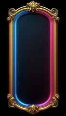 Elegant Gold Frame with Neon Blue and Pink Accents